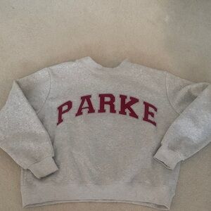 Parker Gray Crewneck with Maroon Arch Logo